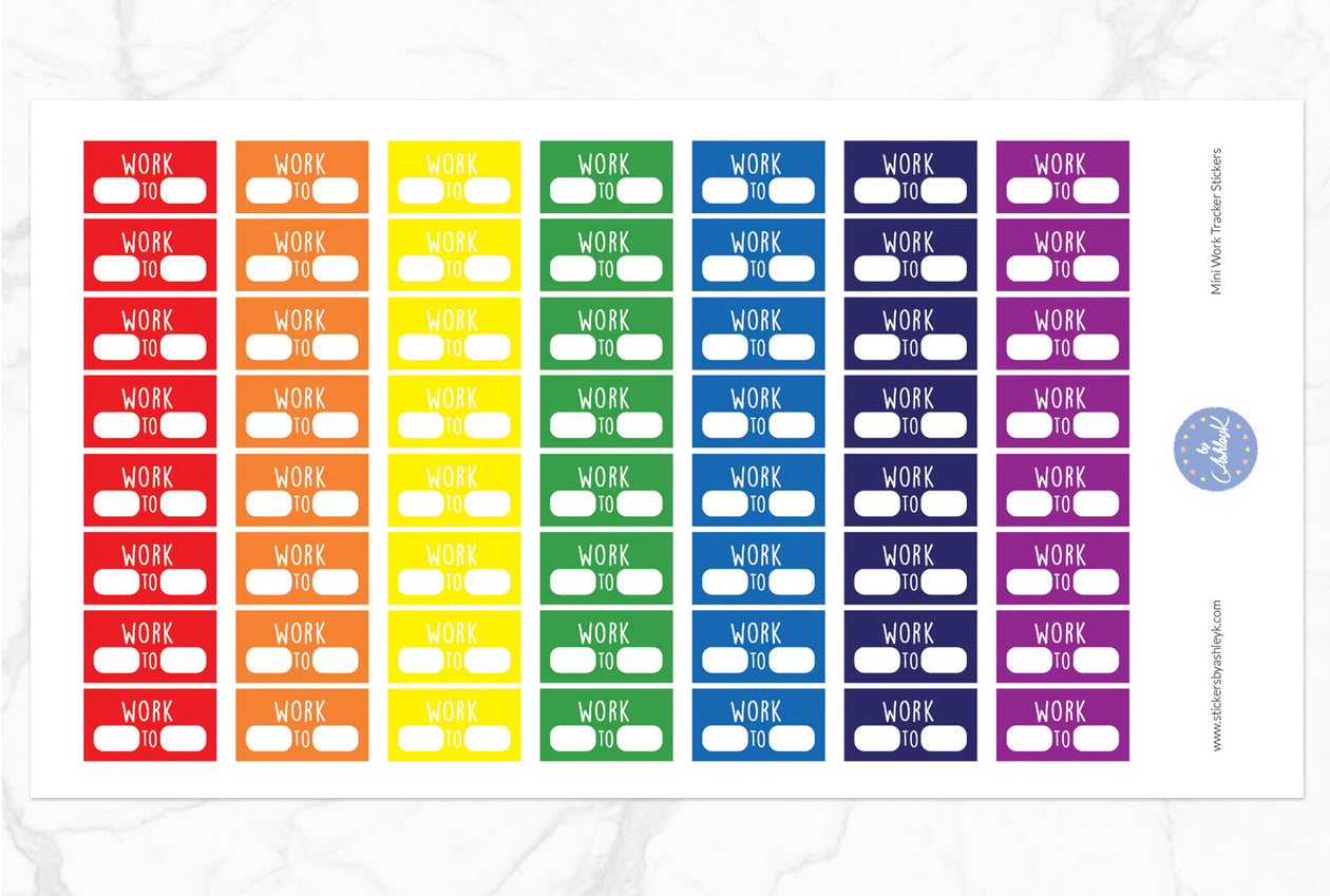 Mini Work Tracker Stickers - Rainbow