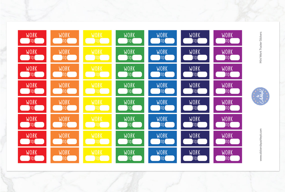 Mini Work Tracker Stickers - Rainbow