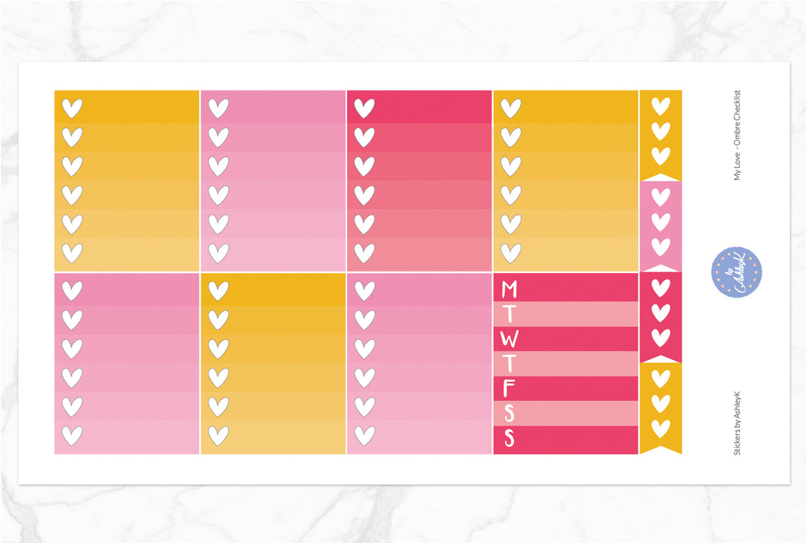 My Love Weekly Kit  - Ombre Checklist Sheet