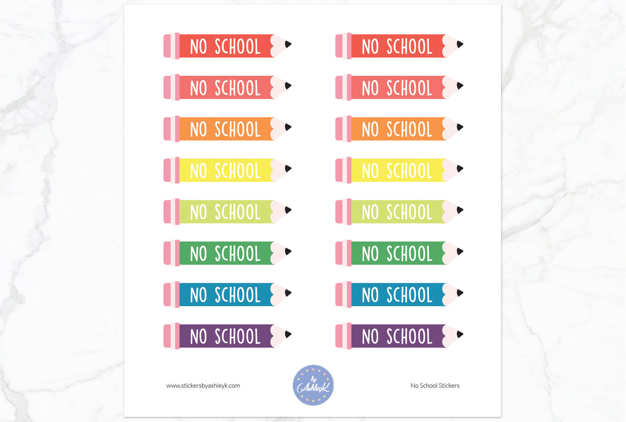 No School Stickers - Pastel Rainbow