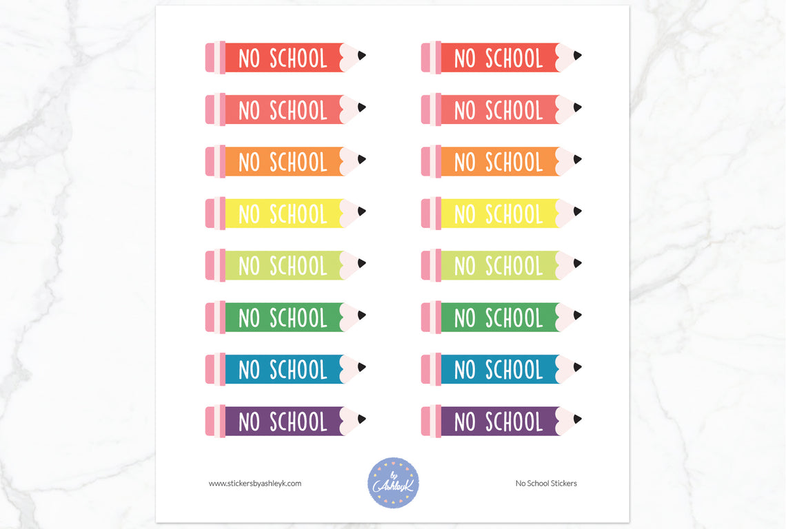 No School Stickers - Pastel Rainbow