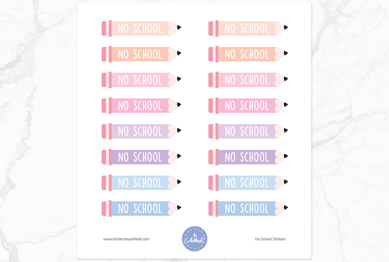 No School Stickers - Pastel Sunset