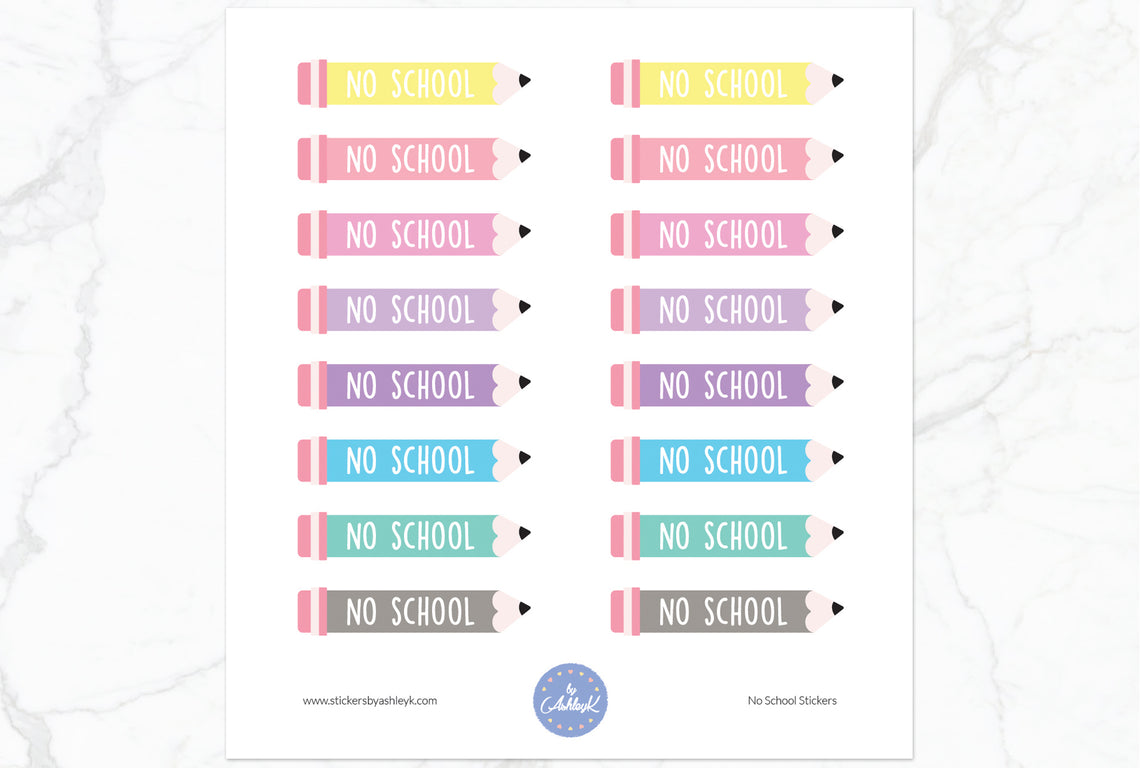 No School Stickers - Pastel