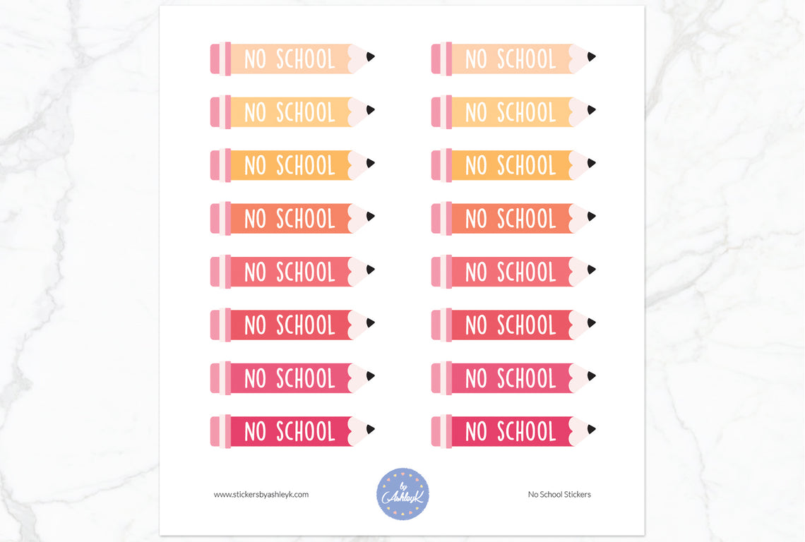No School Stickers - Peach