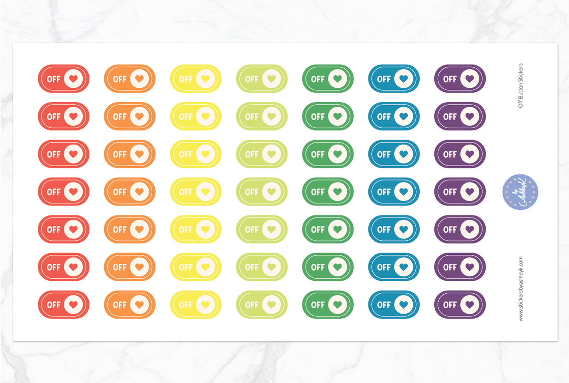 Off Button Stickers - Pastel Rainbow
