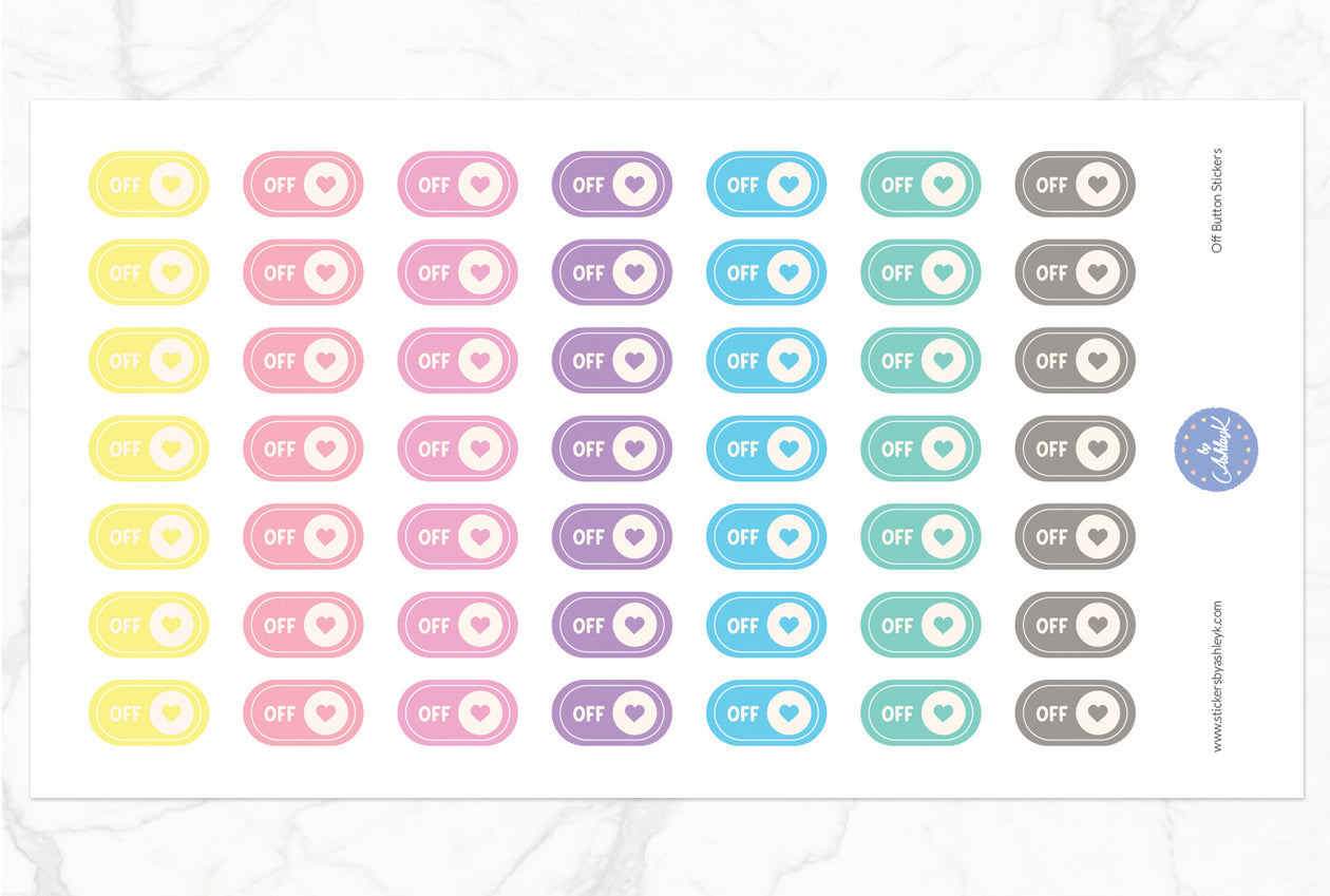 Off Button Stickers - Pastel