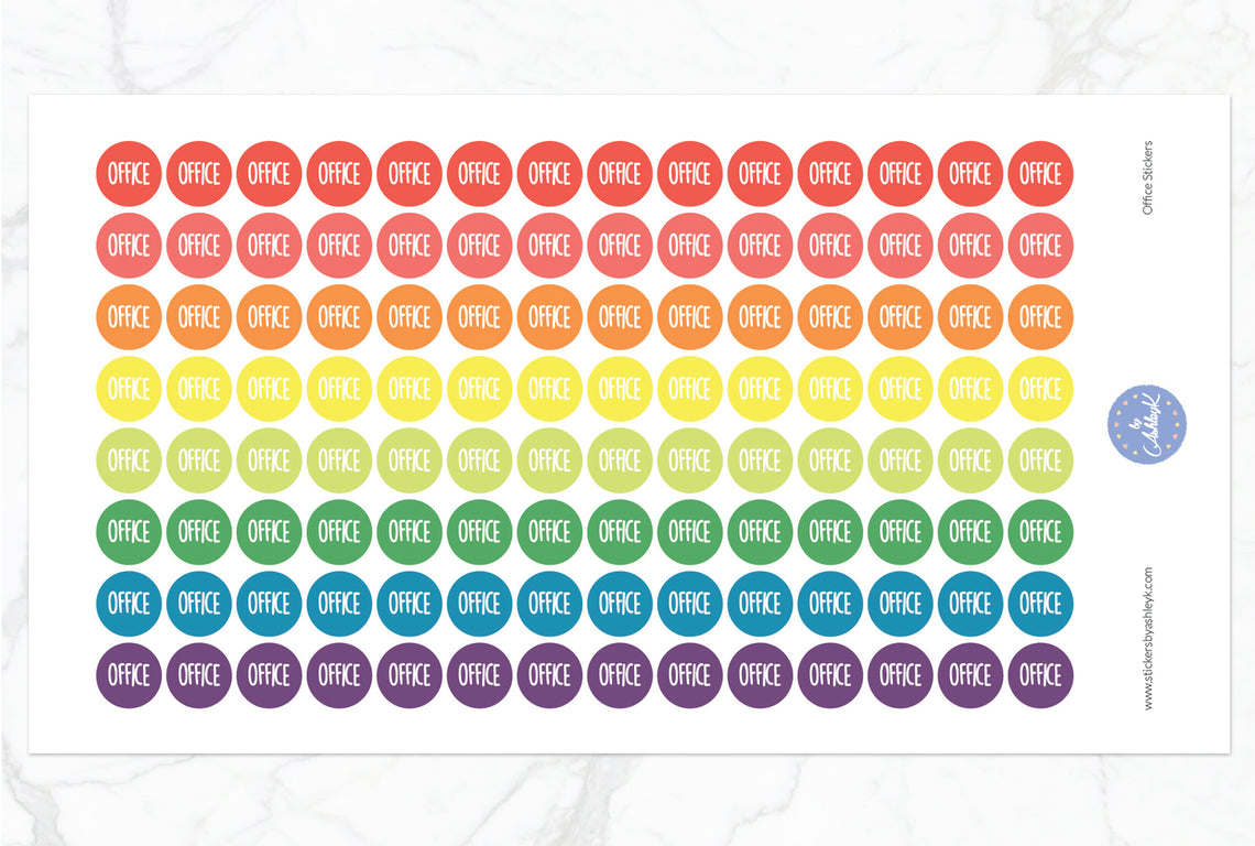Office Round Stickers - Pastel Rainbow