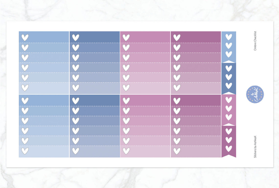 Ombre Checklist Stickers - Blueberry