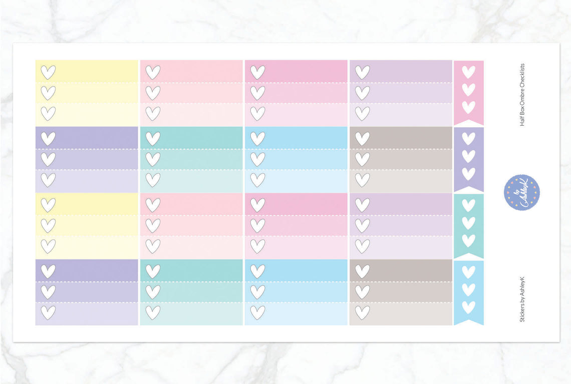 Ombre Checklist Half Box Stickers - Pastel