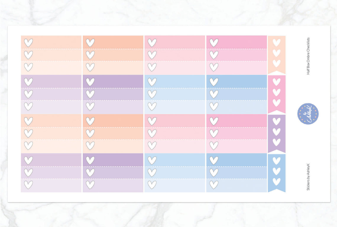 Ombre Checklist Half Box Stickers - Pastel Sunset