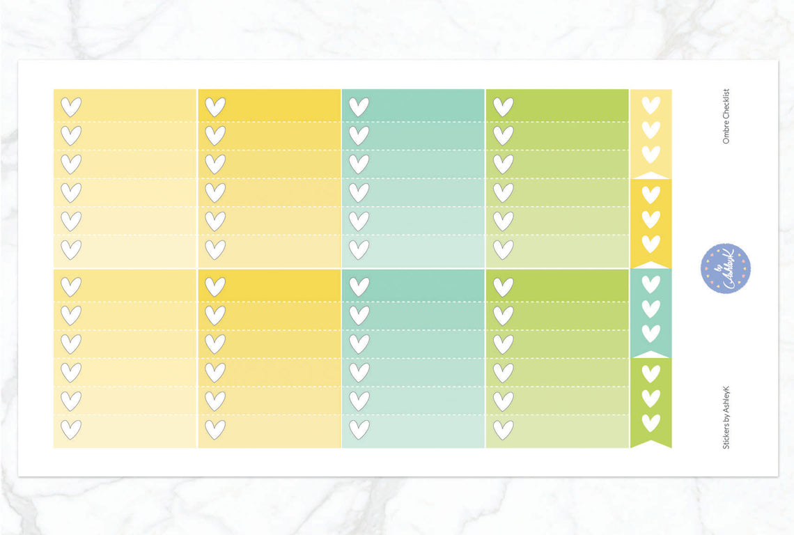 Ombre Checklist Stickers - Lemon&Lime