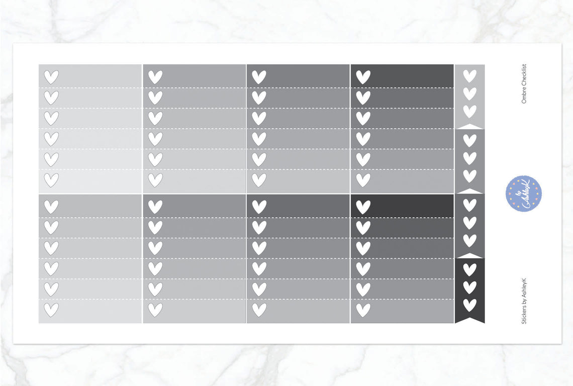 Ombre Checklist Stickers - Monochrome