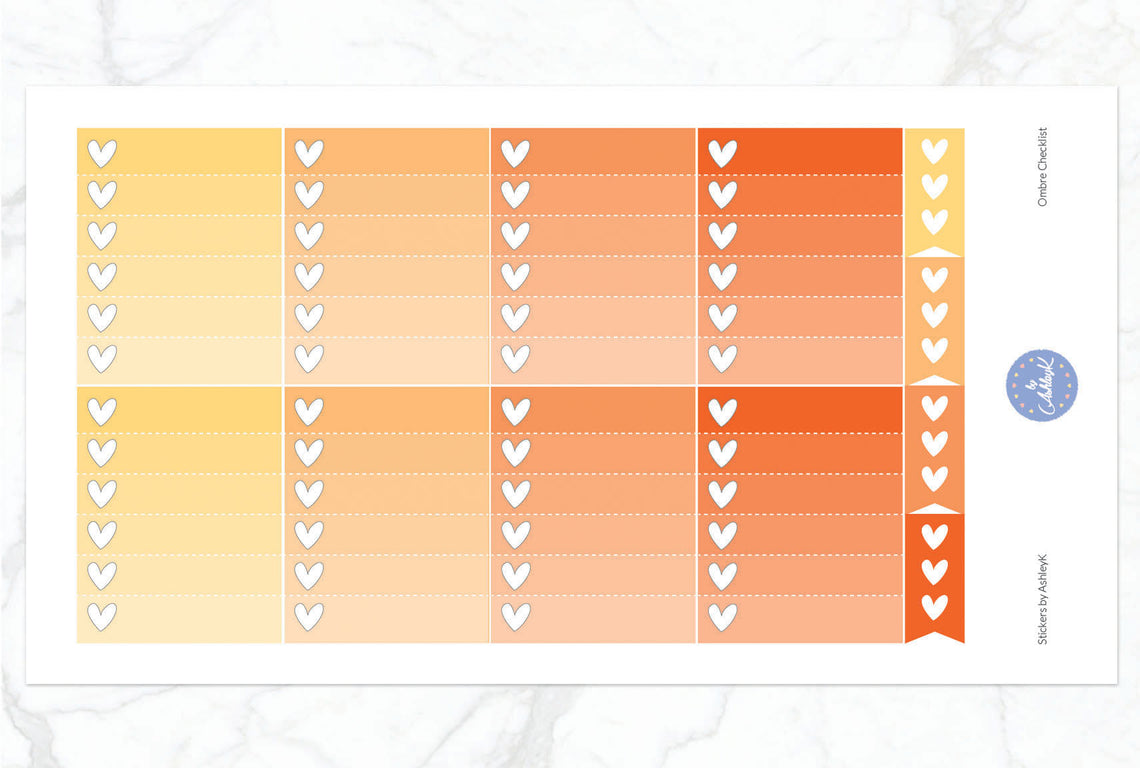 Ombre Checklist Stickers - Orange