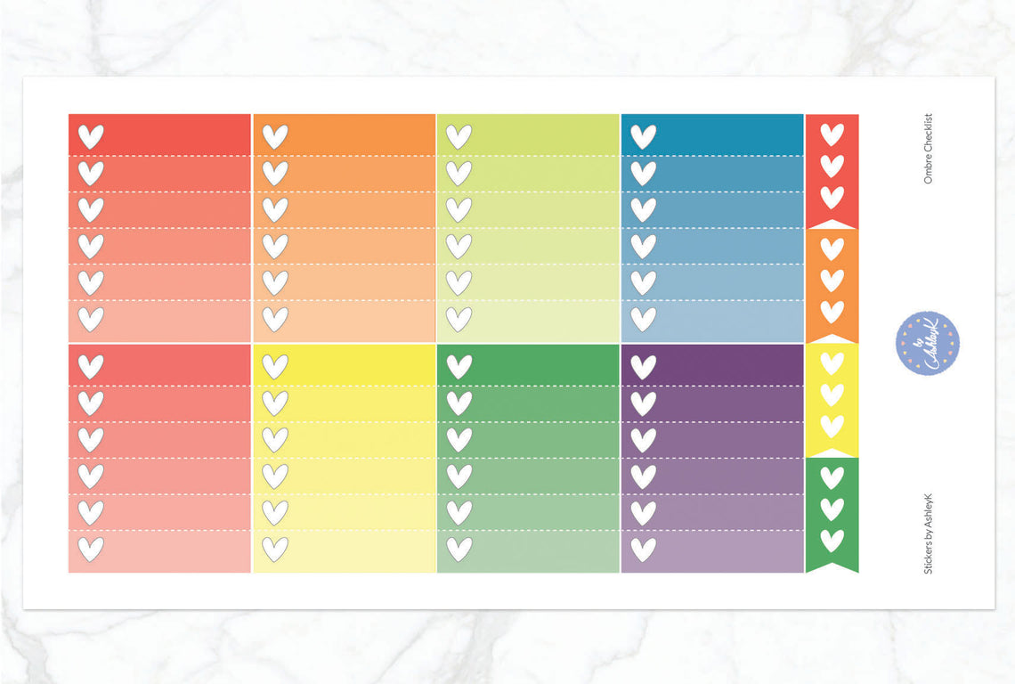 Ombre Checklist Stickers - Pastel Rainbow