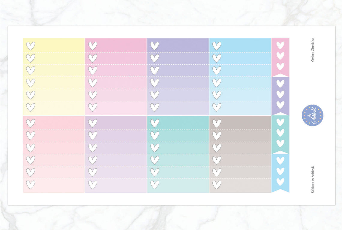 Ombre Checklist Stickers - Pastel
