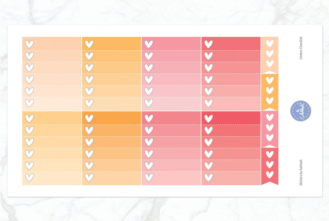 Ombre Checklist Stickers - Peach