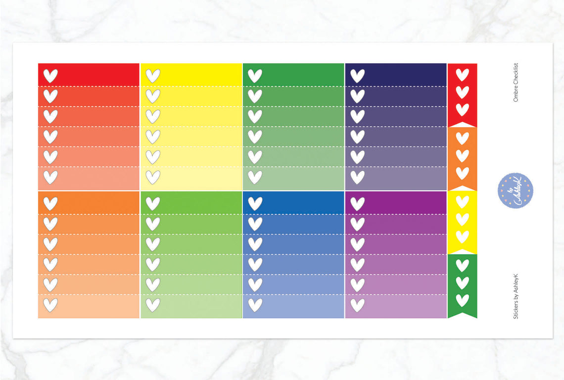 Ombre Checklist Stickers - Rainbow