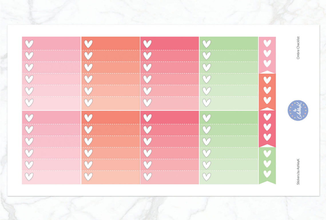 Ombre Checklist Stickers - Strawberry