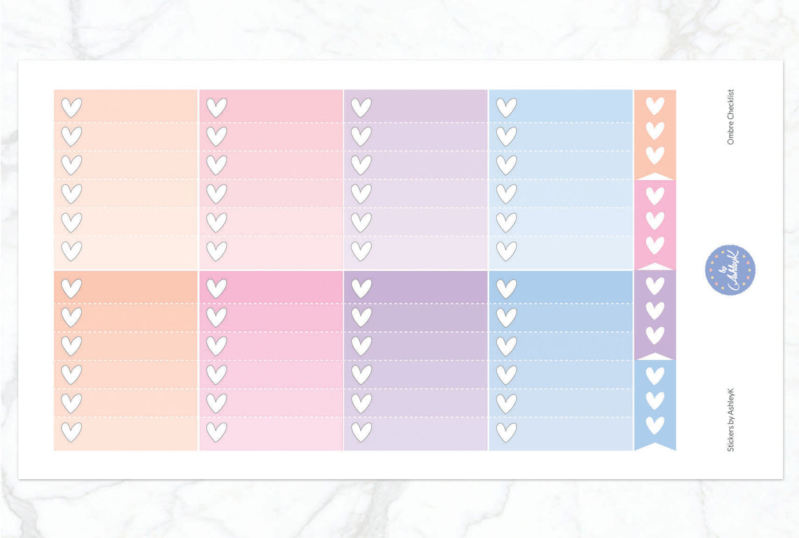 Ombre Checklist Stickers - Pastel Sunset