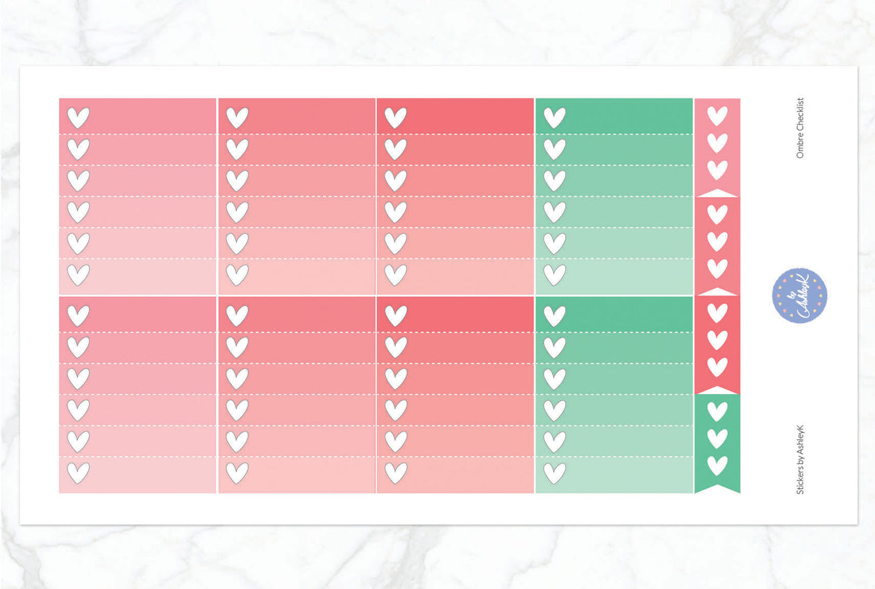 Ombre Checklist Stickers - Watermelon