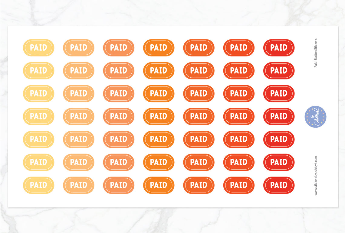 Paid Button Stickers - Orange