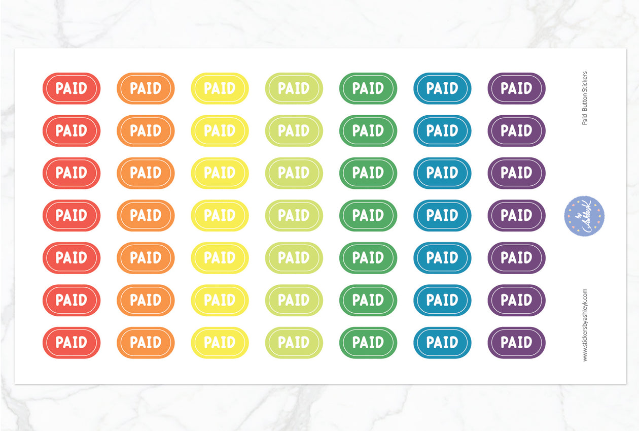 Paid Button Stickers - Pastel Rainbow