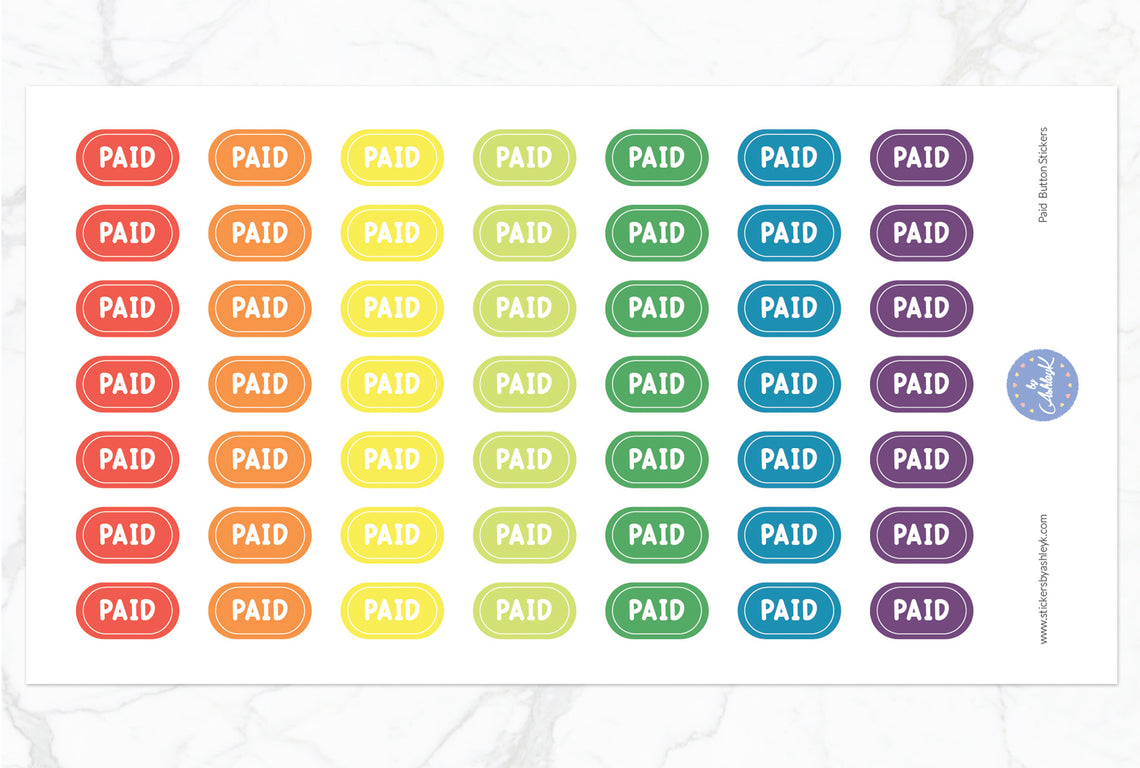Paid Button Stickers - Pastel Rainbow