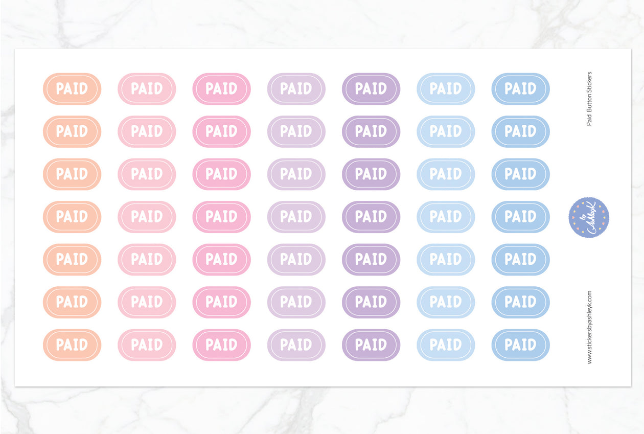 Paid Button Stickers - Pastel Sunset