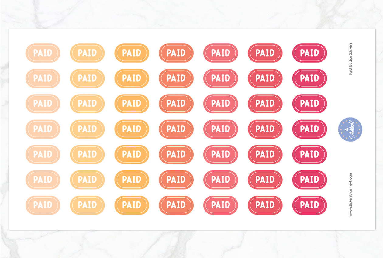 Paid Button Stickers - Peach