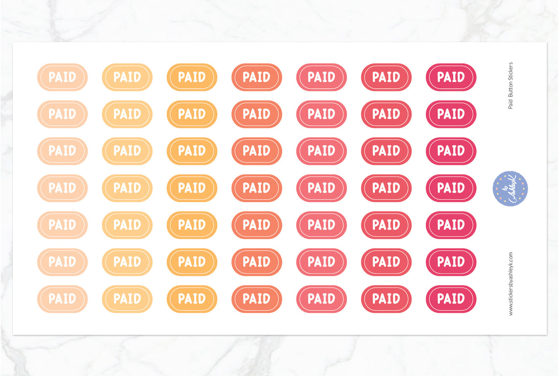 Paid Button Stickers - Peach