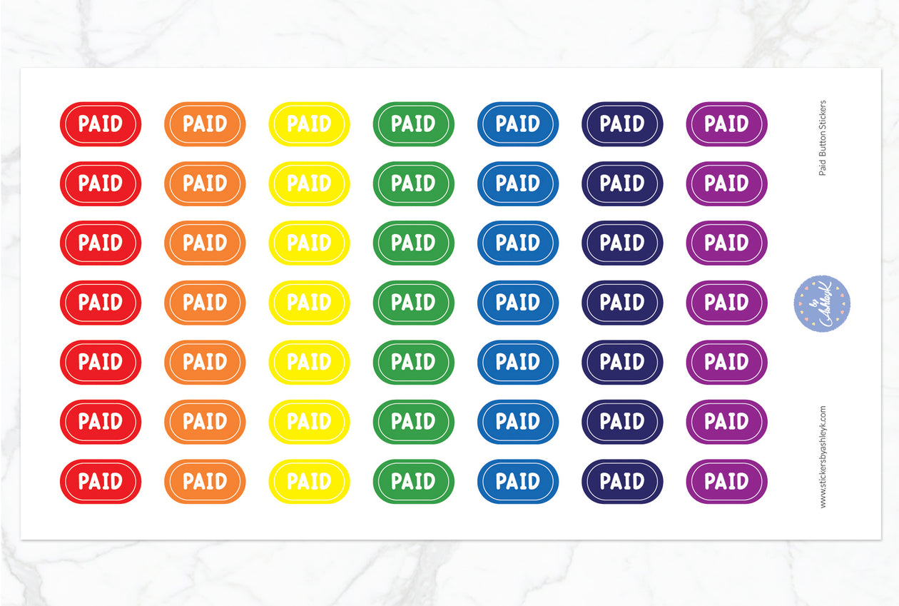 Paid Button Stickers - Rainbow