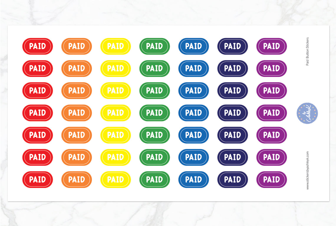 Paid Button Stickers - Rainbow