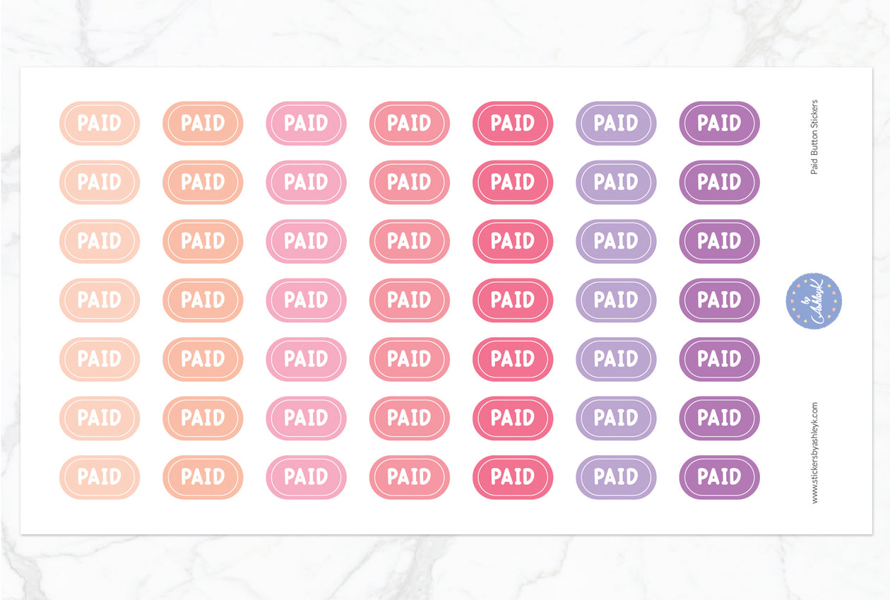 Paid Button Stickers - Raspberry