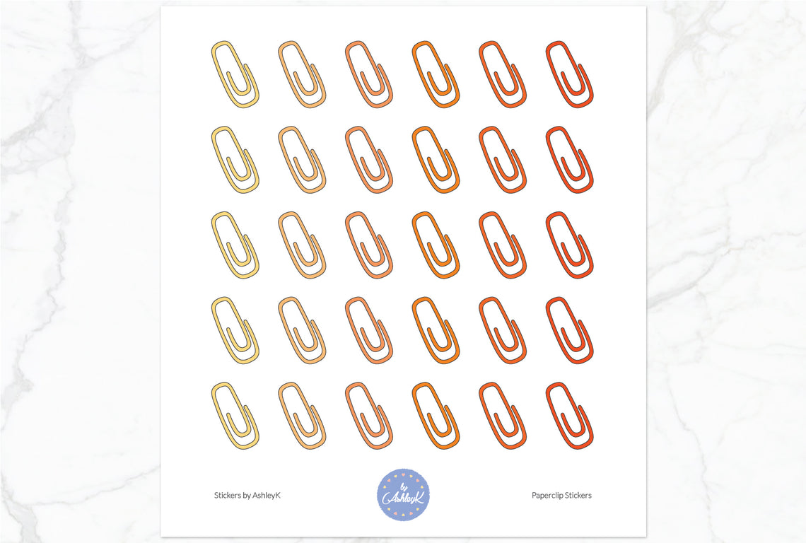 Paperclips Stickers - Orange