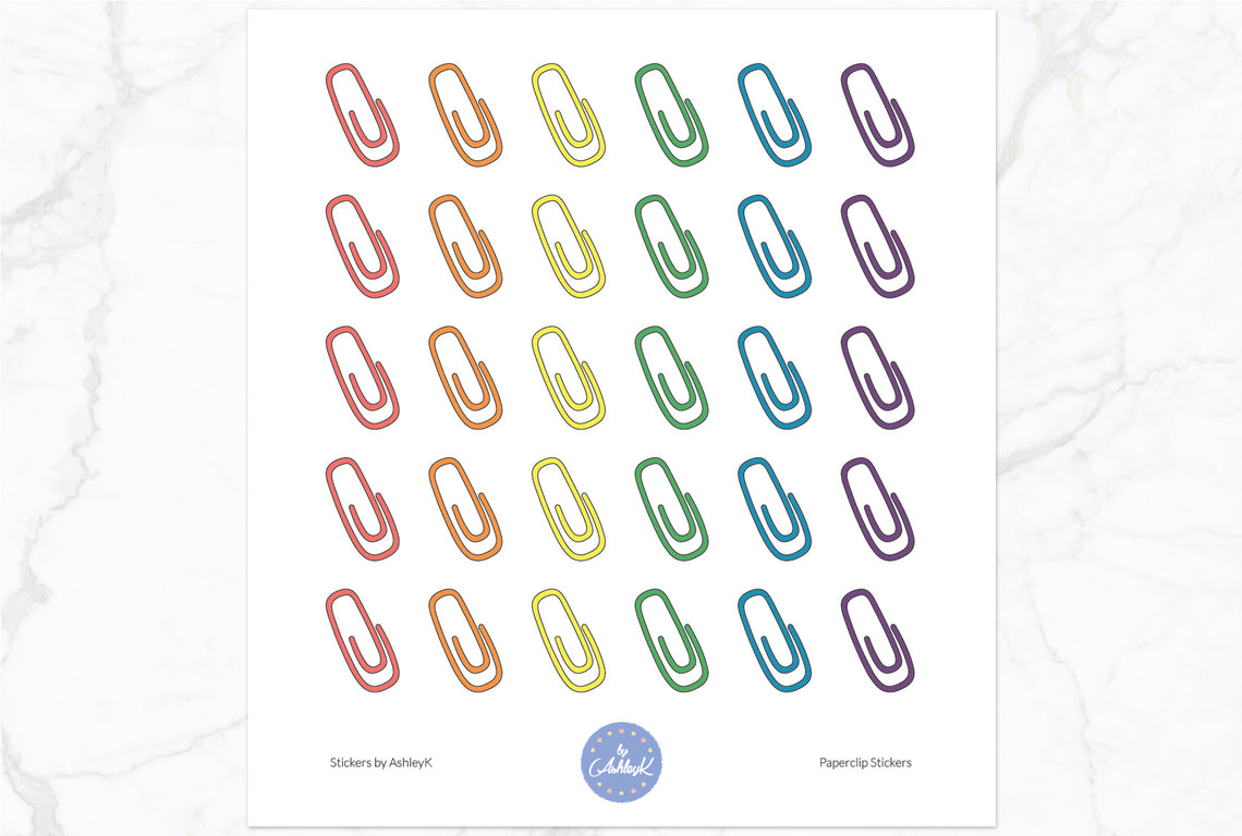 Paperclips Stickers - Pastel Rainbow