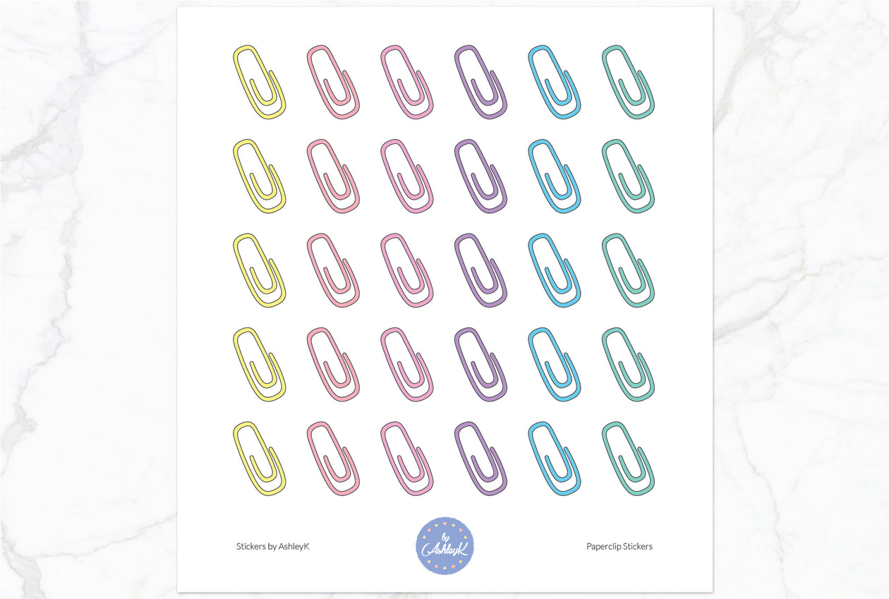 Paperclips Stickers - Pastel