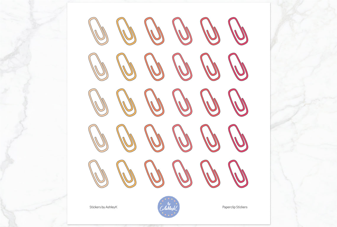 Paperclips Stickers - Peach