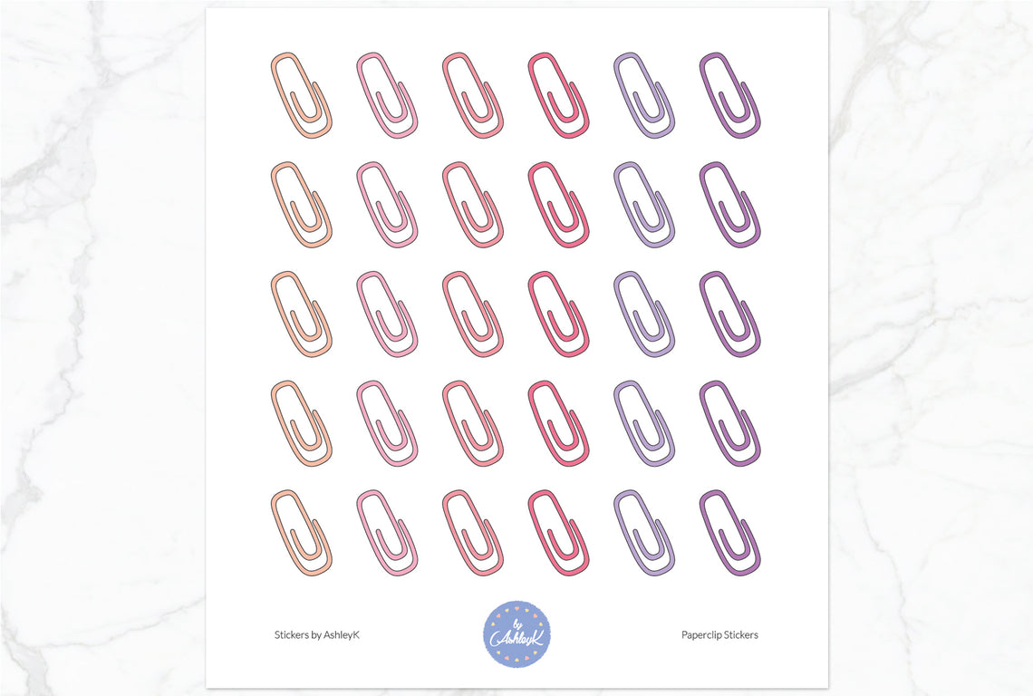 Paperclips Stickers - Raspberry