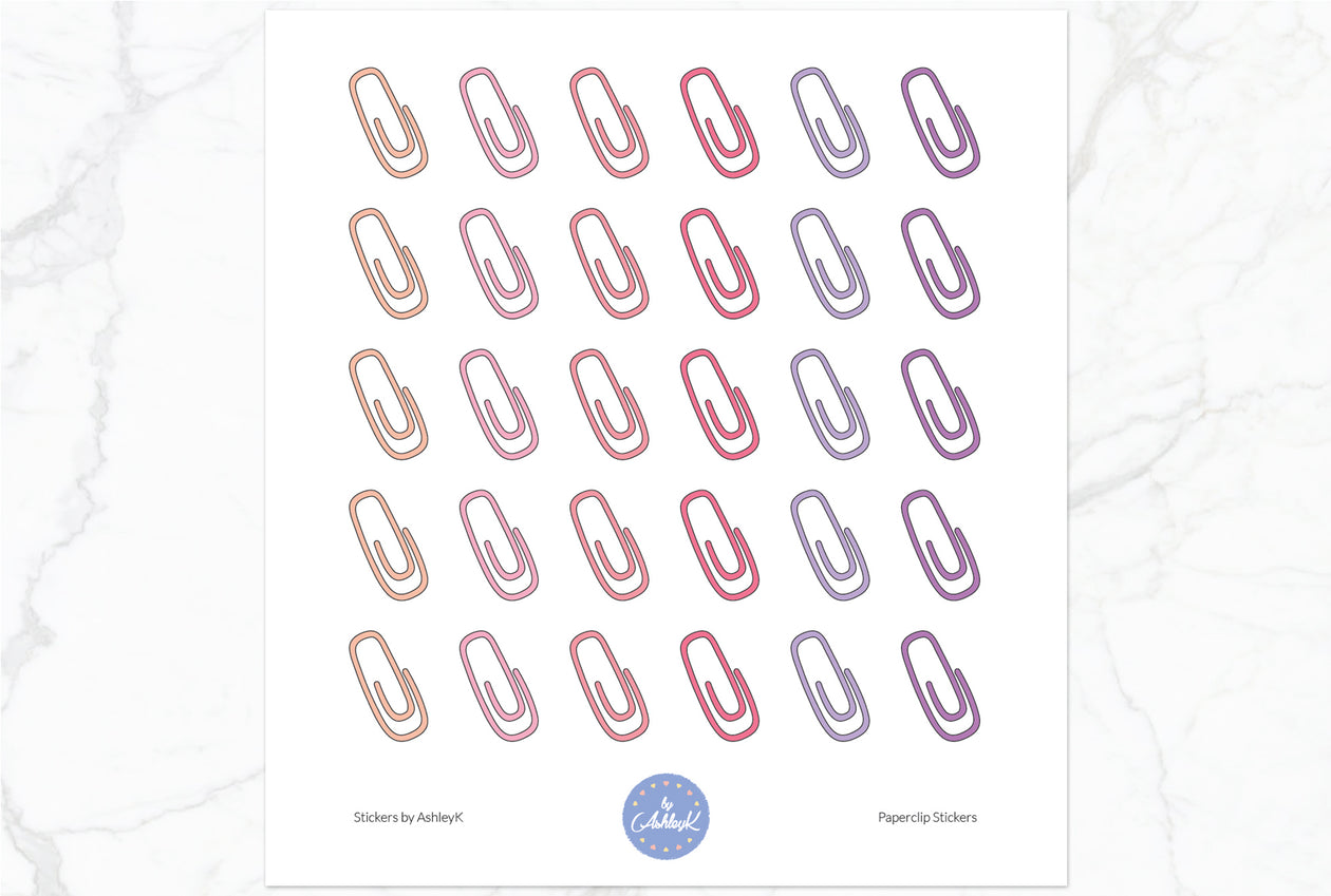 Paperclips Stickers - Raspberry