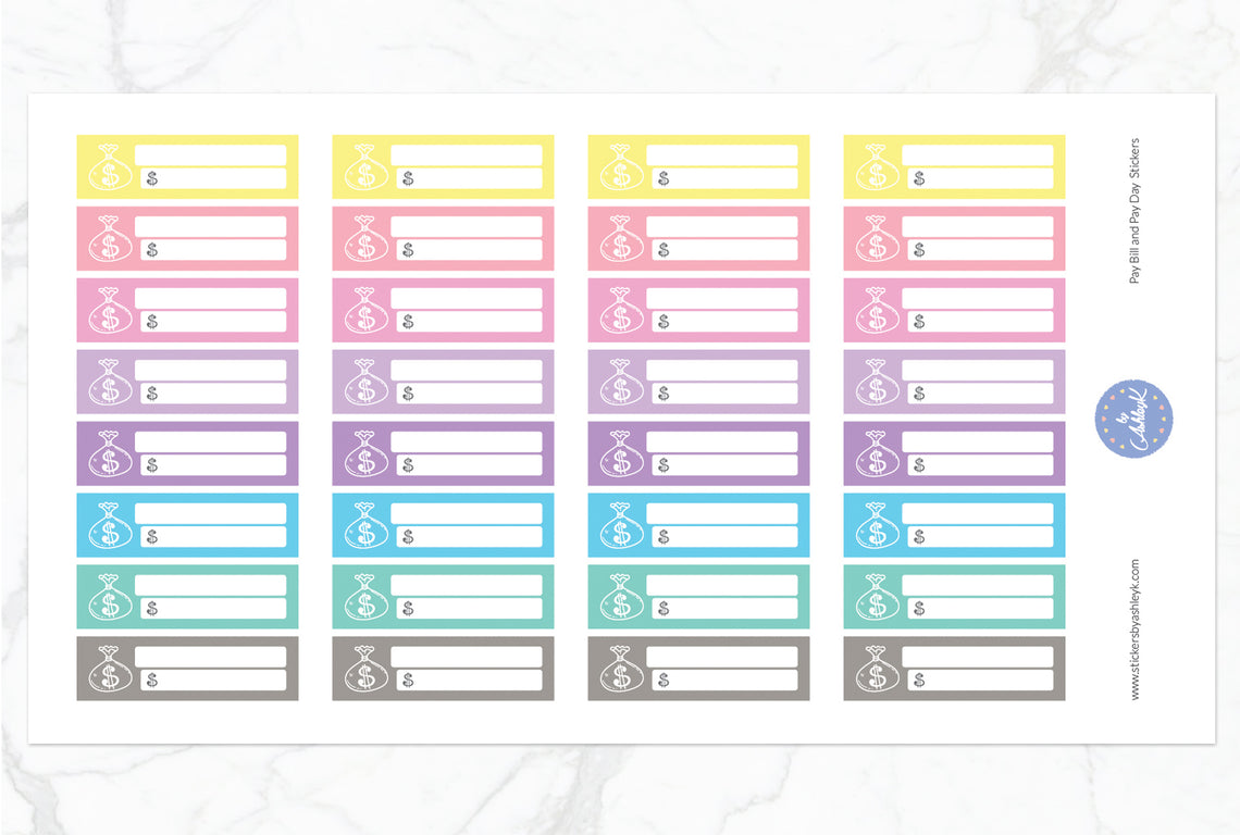 Pay Bill & Pay Day Stickers - Pastel