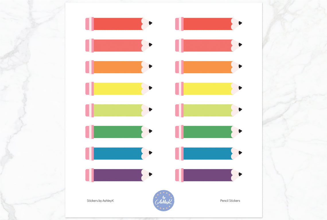 Pencil Stickers - Pastel Rainbow