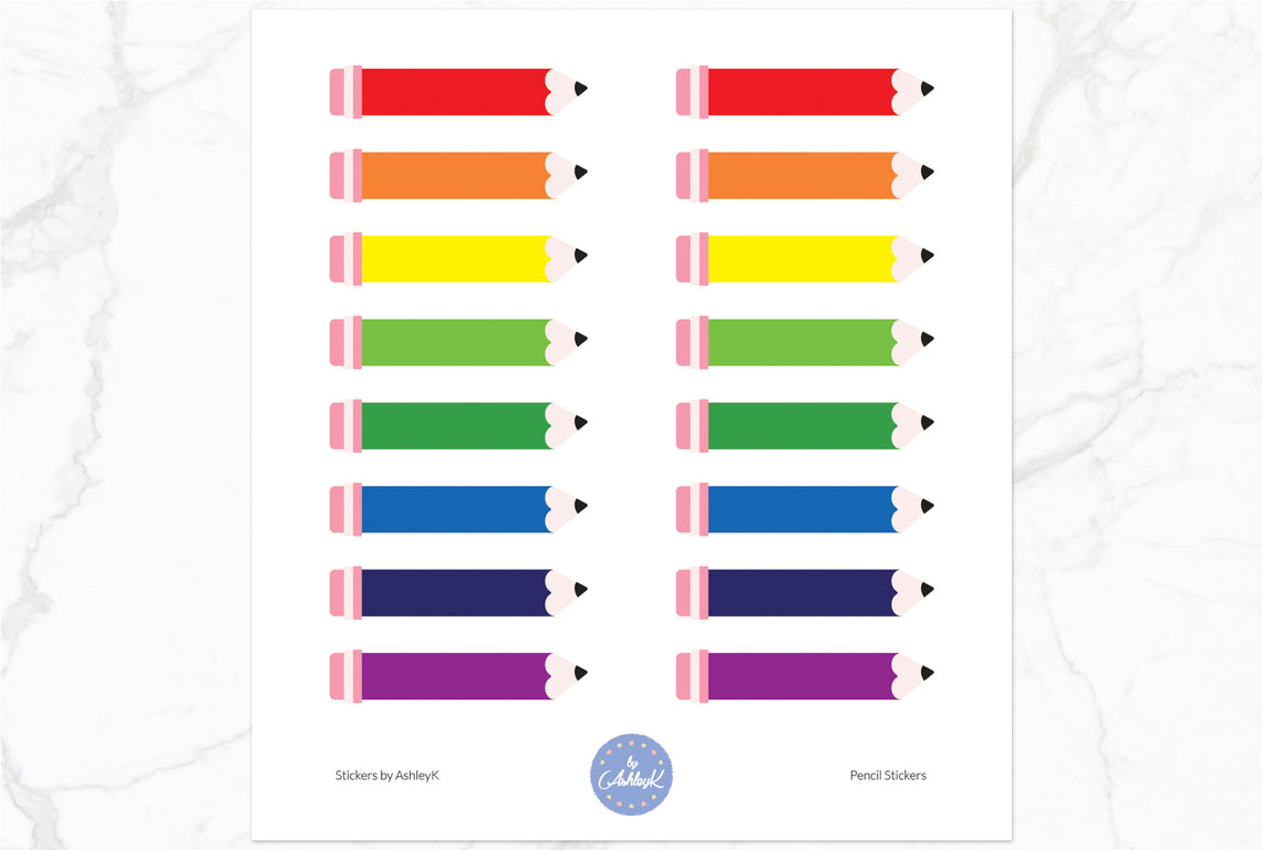 Pencil Stickers - Rainbow