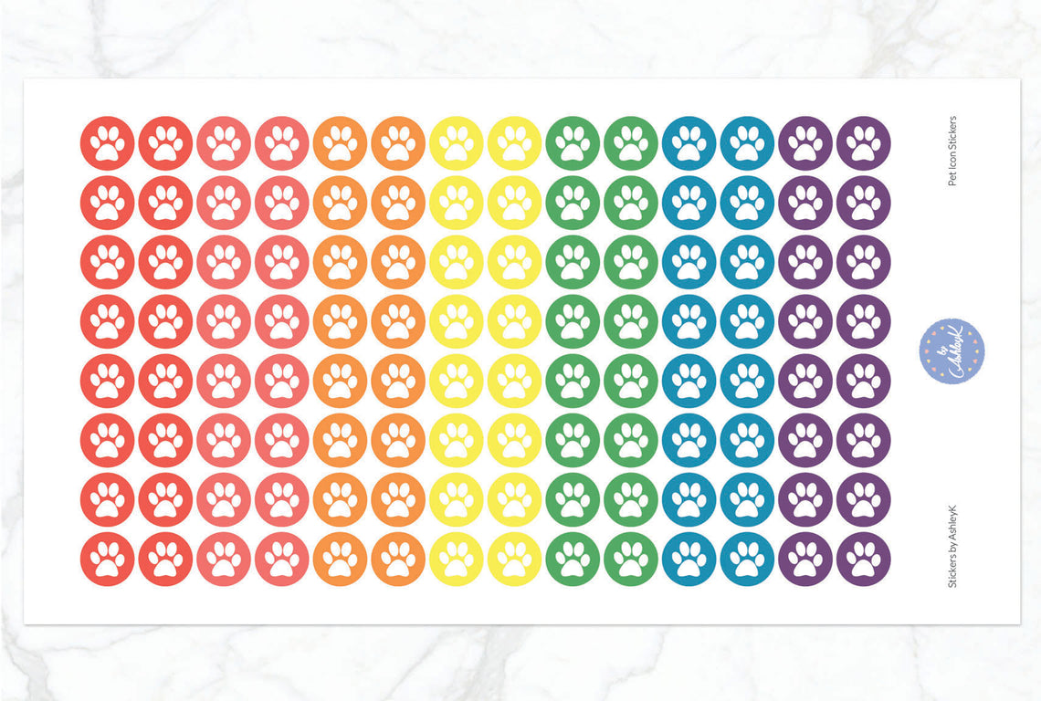 Pet Icon Stickers - Pastel Rainbow