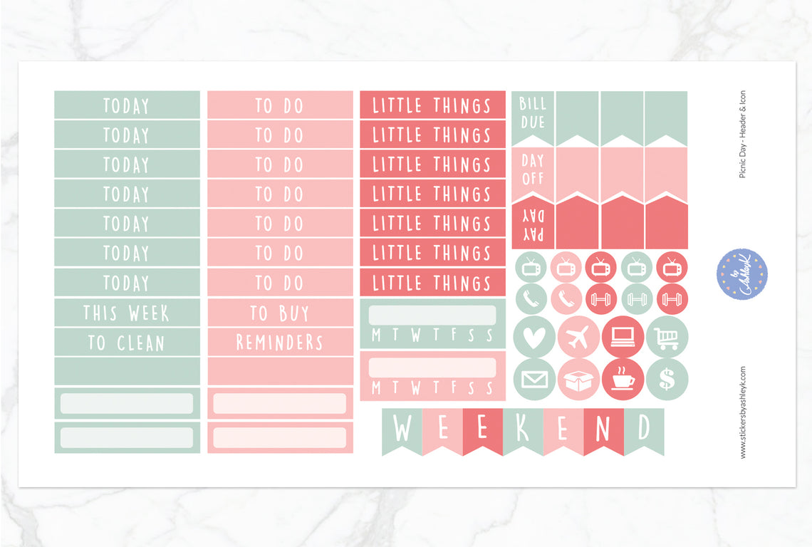 Picnic Day Weekly Kit - Erin Condren Planner Stickers