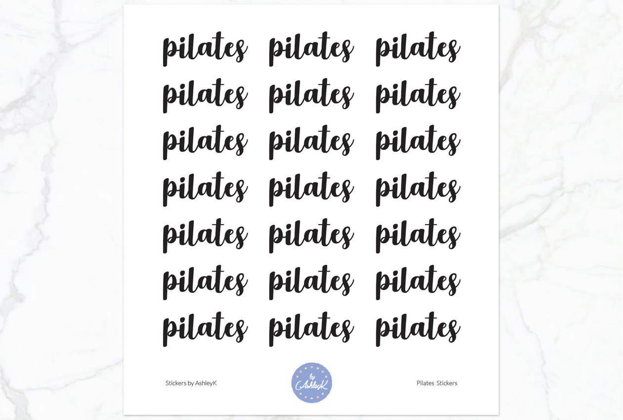 Pilates Lettering Stickers - Black