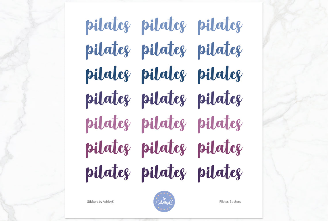 Pilates Lettering Stickers - Blueberry