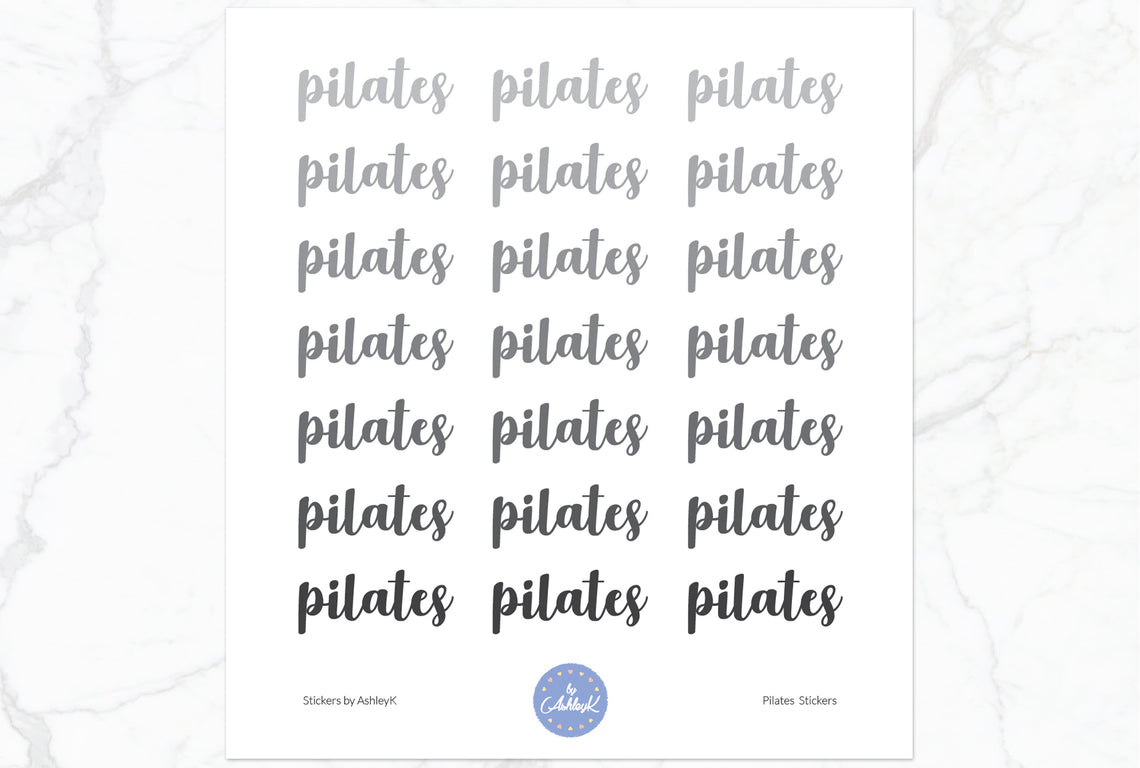 Pilates Lettering Stickers - Monochrome