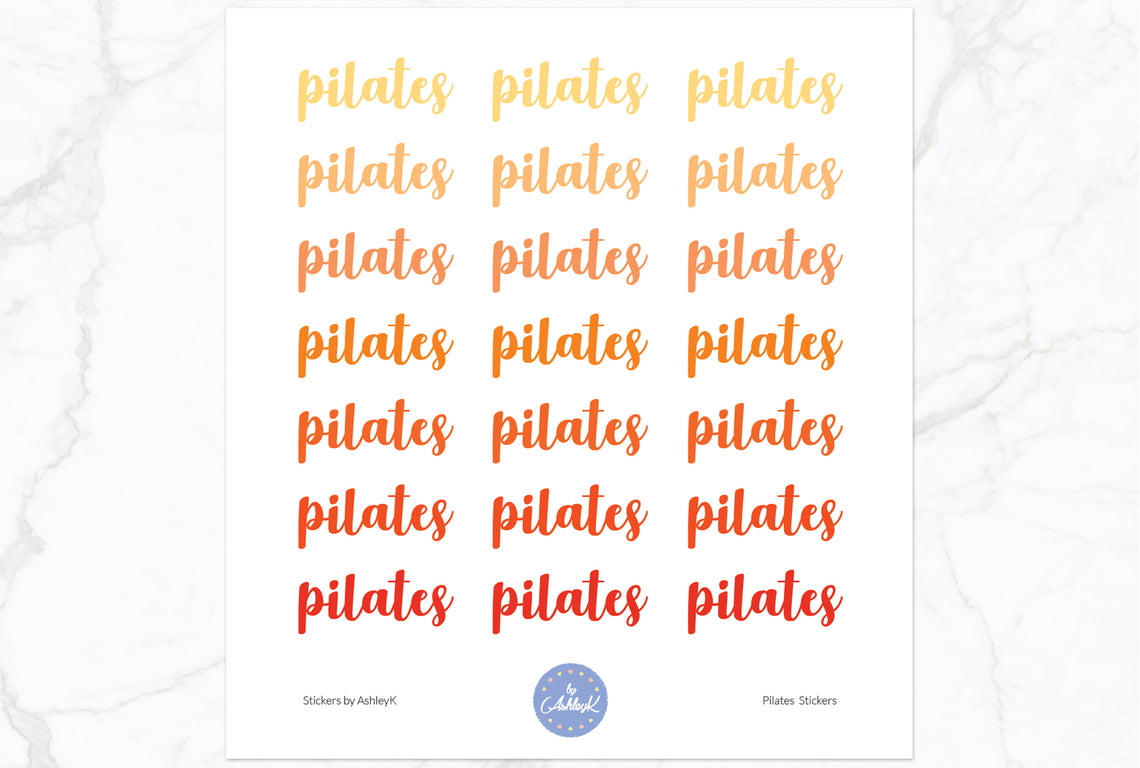 Pilates Lettering Stickers - Orange