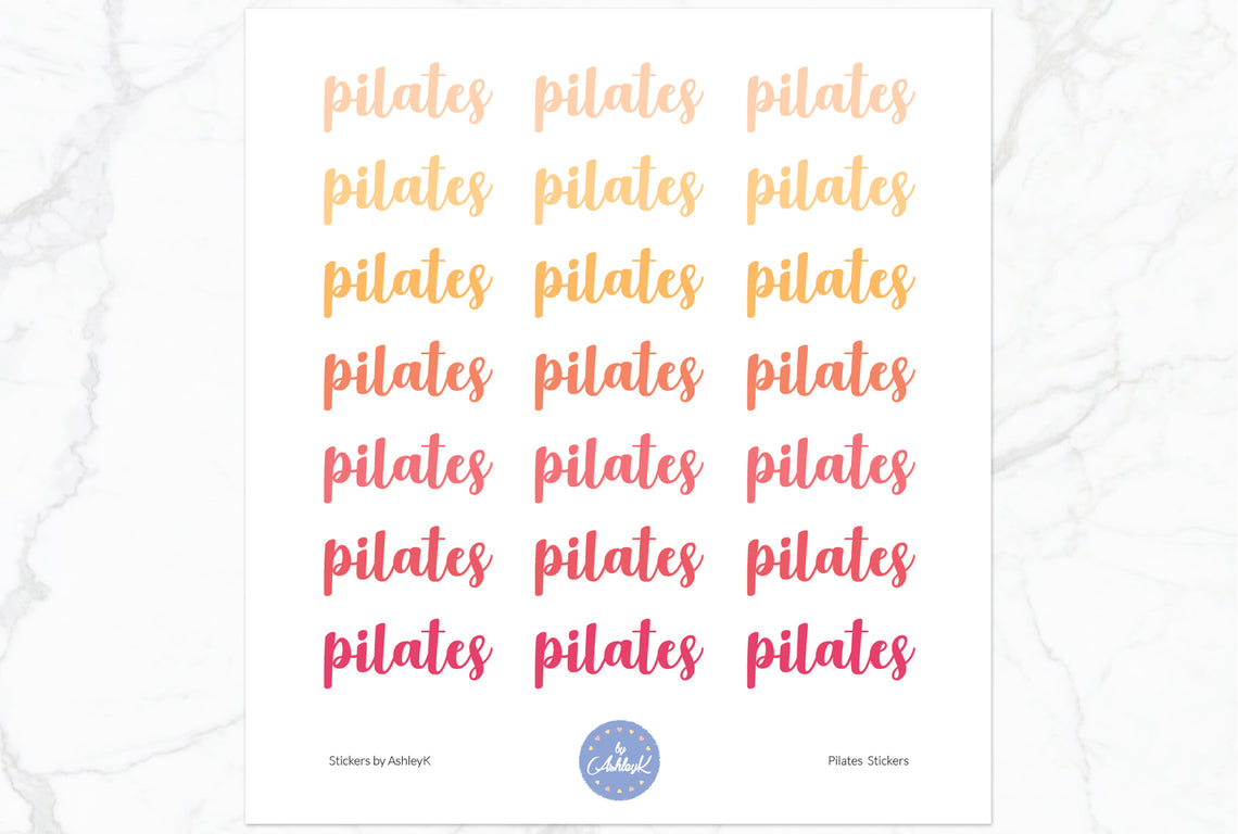Pilates Lettering Stickers - Peach
