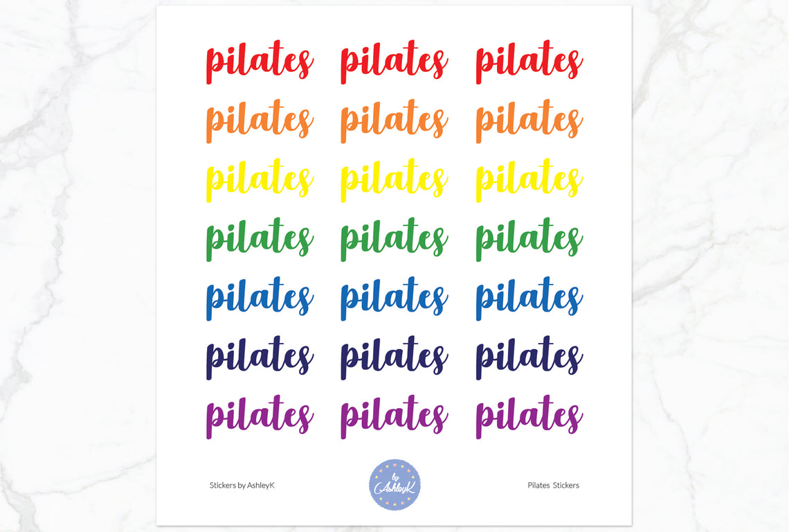Pilates Lettering Stickers - Rainbow
